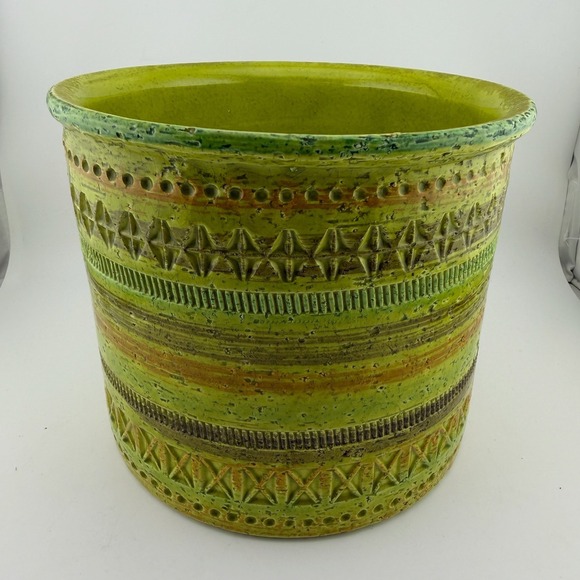 Aldo Londi Bitossi Other - Aldo Londi Bitossi Large 6" Planter Green Excellent Mid Century Geometric Boho